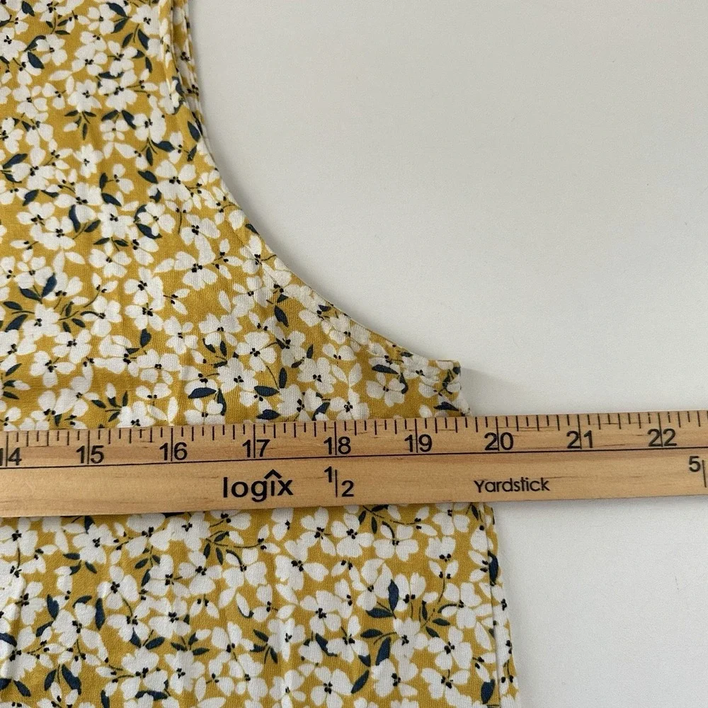 J Jill Wearever Collection Floral Sleeveless Top Size L Yellow Garden Cottage